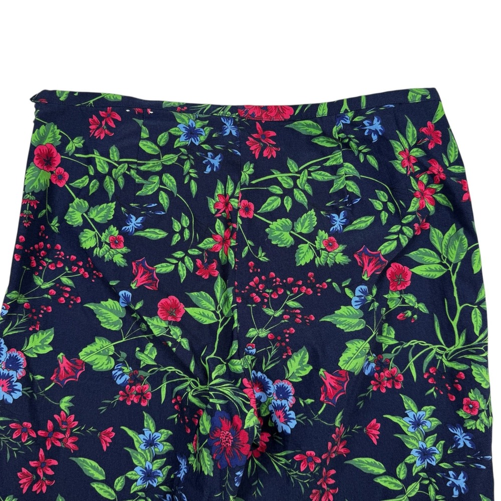 J.McLaughlin Floral Print Pants 10 Blue Red Green Botanical Trousers Stretch